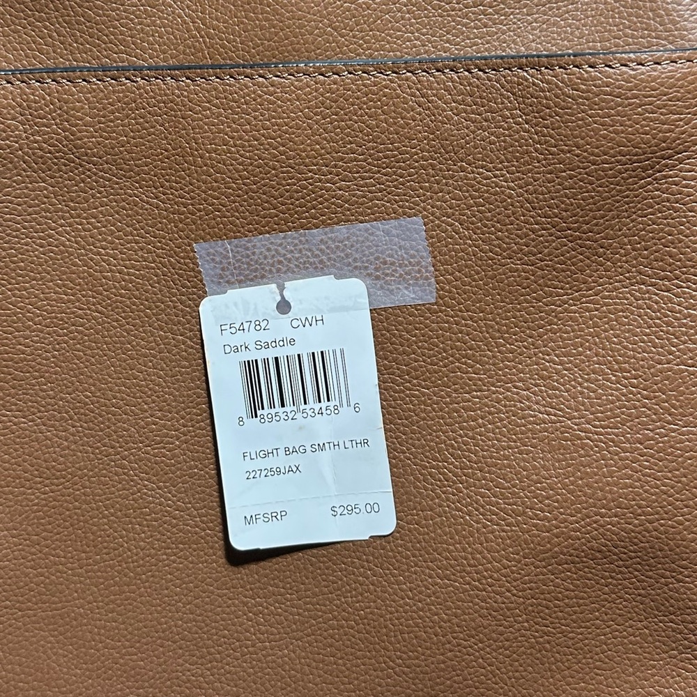 Coach Dark Saddle Brown Pebbled Leather Flight Bag